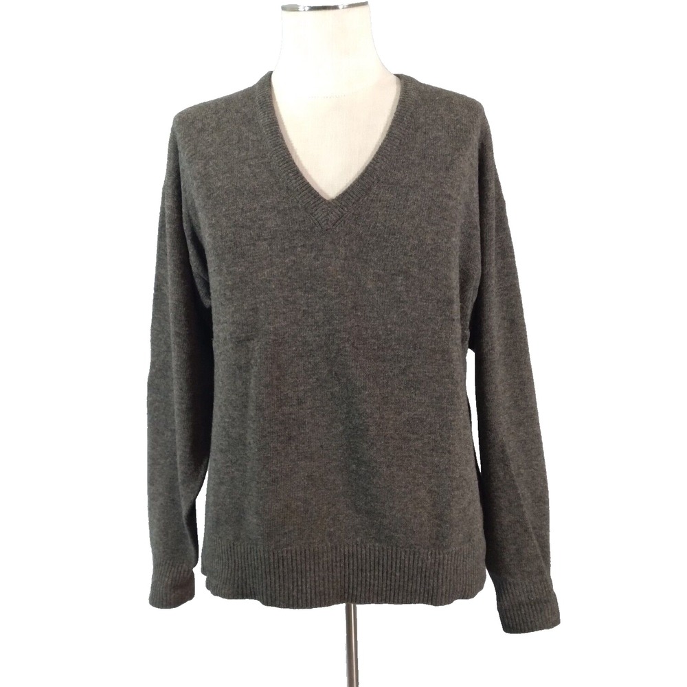 Jos A Bank Sweater Mens XL Gray Lambswool V-Neck Pullover Luxury Knit
